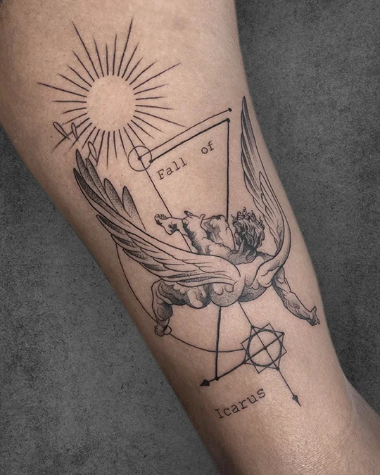 angel wings and sun and moon tattoo tattoo