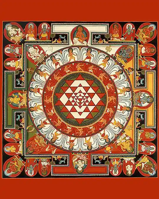 rishis meditating and generating sri yantra