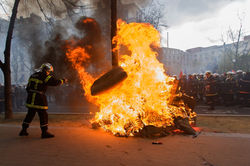 Paris, novembre 2006, manifestation de pompiers