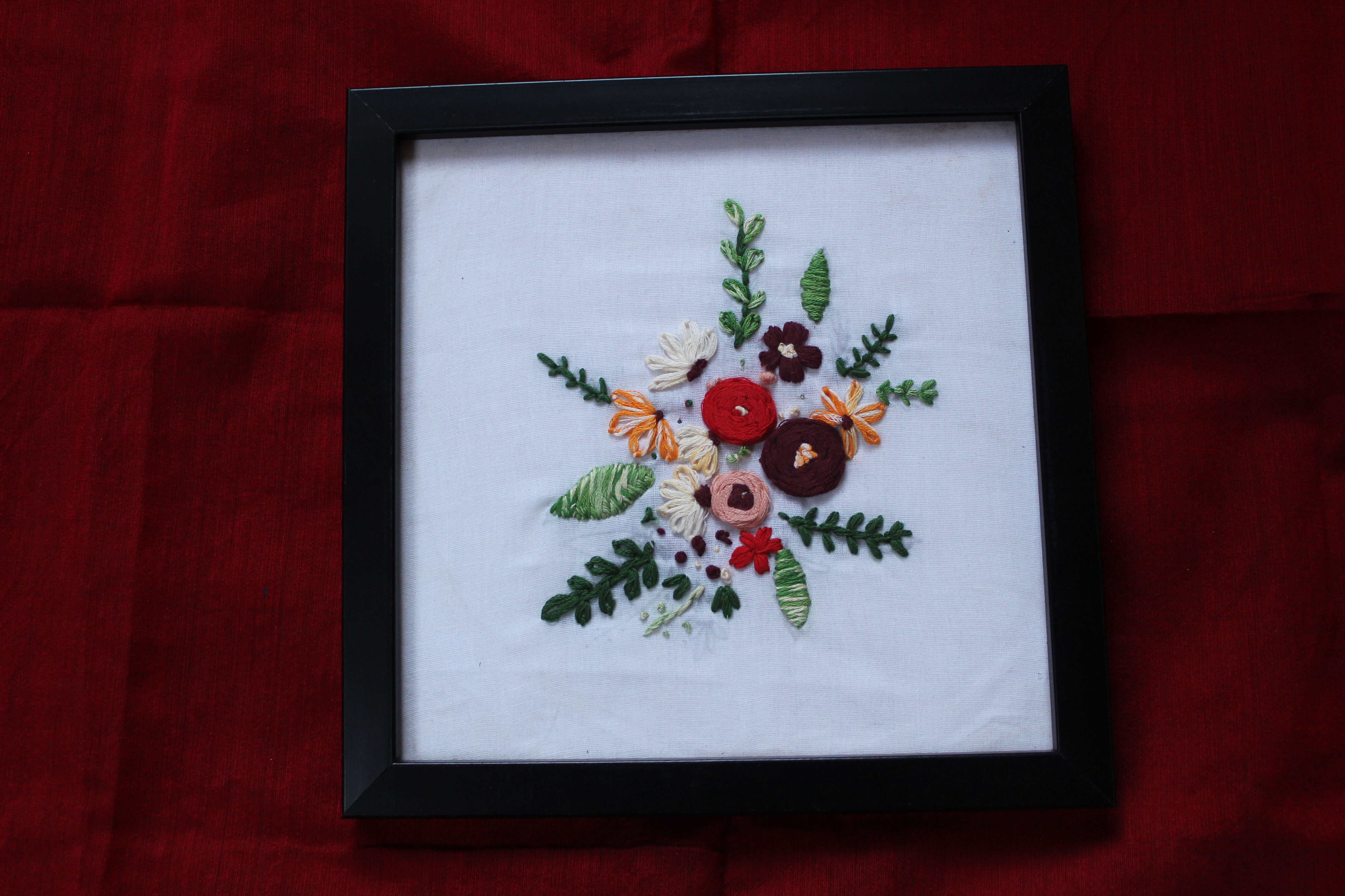 Flowers embroidery wall hanging