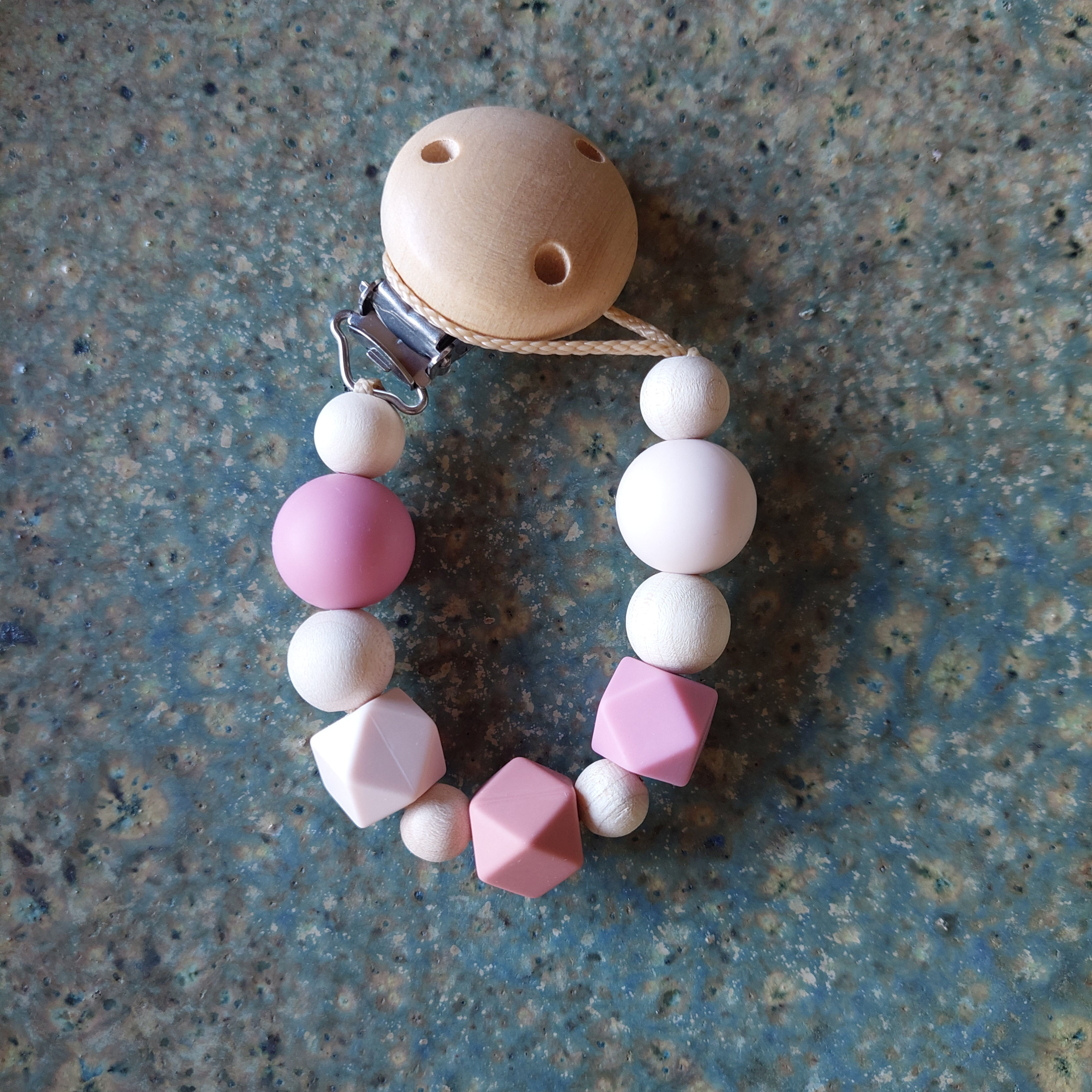 Schnullerkette - Pink Marshmallow / 3 Hexagon