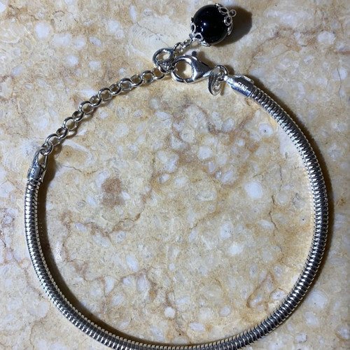 Bracciale 3 fili acciaio con bottone sardo e pietra onice da mm. 6 | Bijoux Service Bracciale 3 fili acciaio con bottone sardo e pietra onice da mm. 6 | Bijoux Service