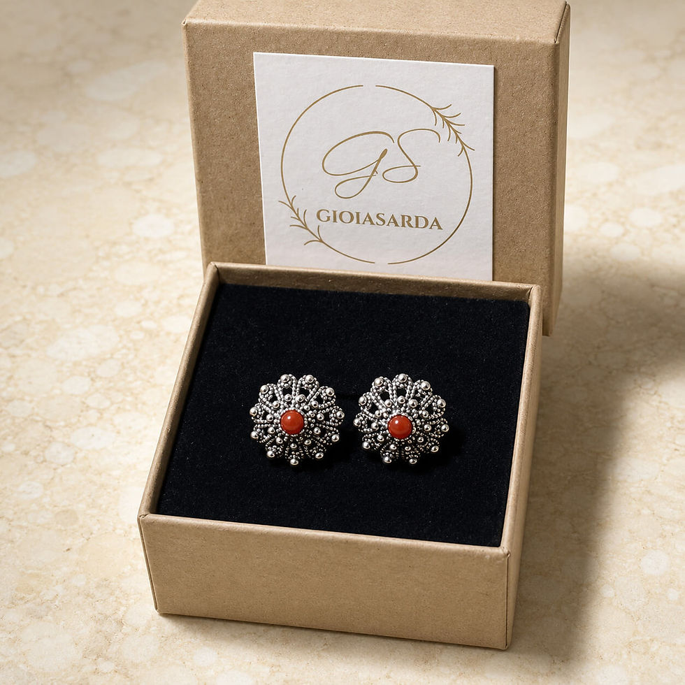 Miniatura: Pendientes de plata artesanal de Cerdeña - MIGLIO