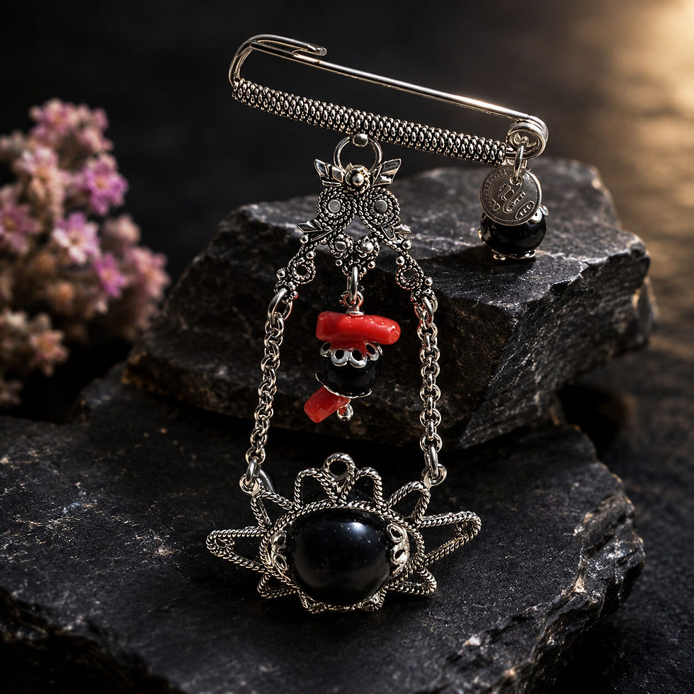 Thumbnail: Handcrafted Silver Brooch - BLACK COSMOS