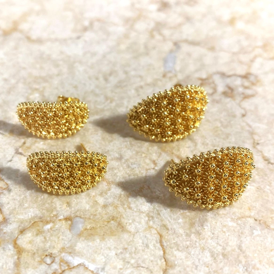 Sardinian Handcrafted Silver Earrings - GOLDEN MOON