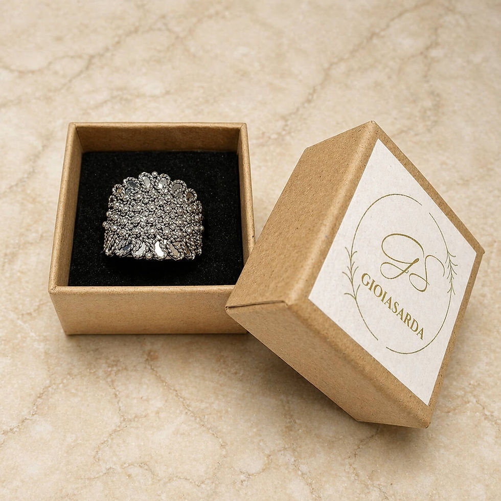 Thumbnail: Sardinian Handmade Silver Ring - BOTTARGA 4 FILI