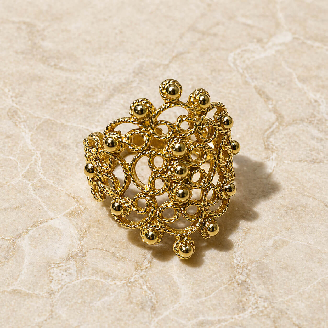 Sardinian Artisan Silver Wedding Ring - GOLDEN SAGE
