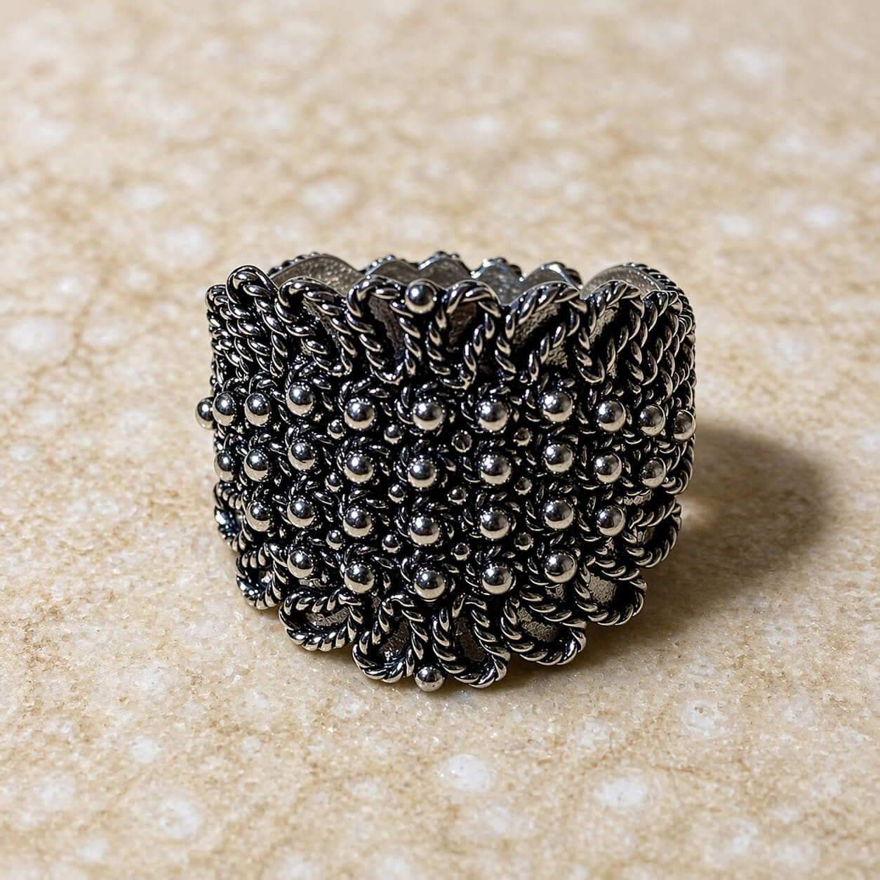 Sardinian Handmade Silver Ring - BOTTARGA 4 FILI