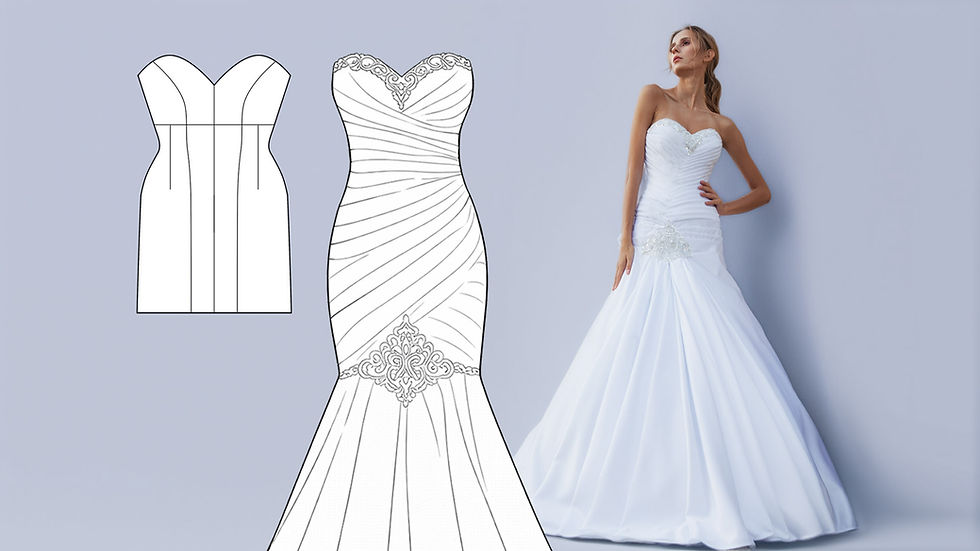 Draped Wedding Dress on a Soft Base