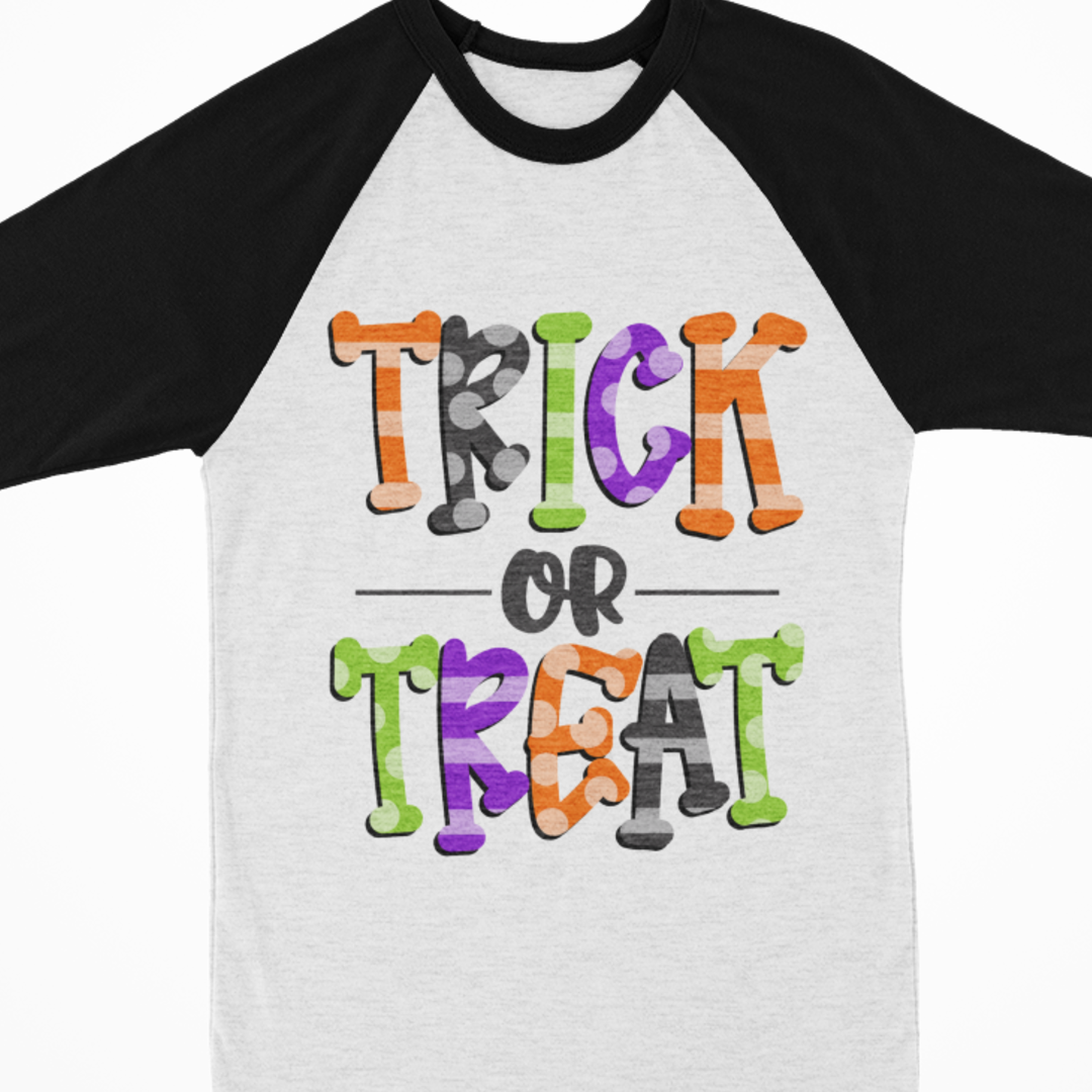 Halloween Raglan Trick or Treat Black