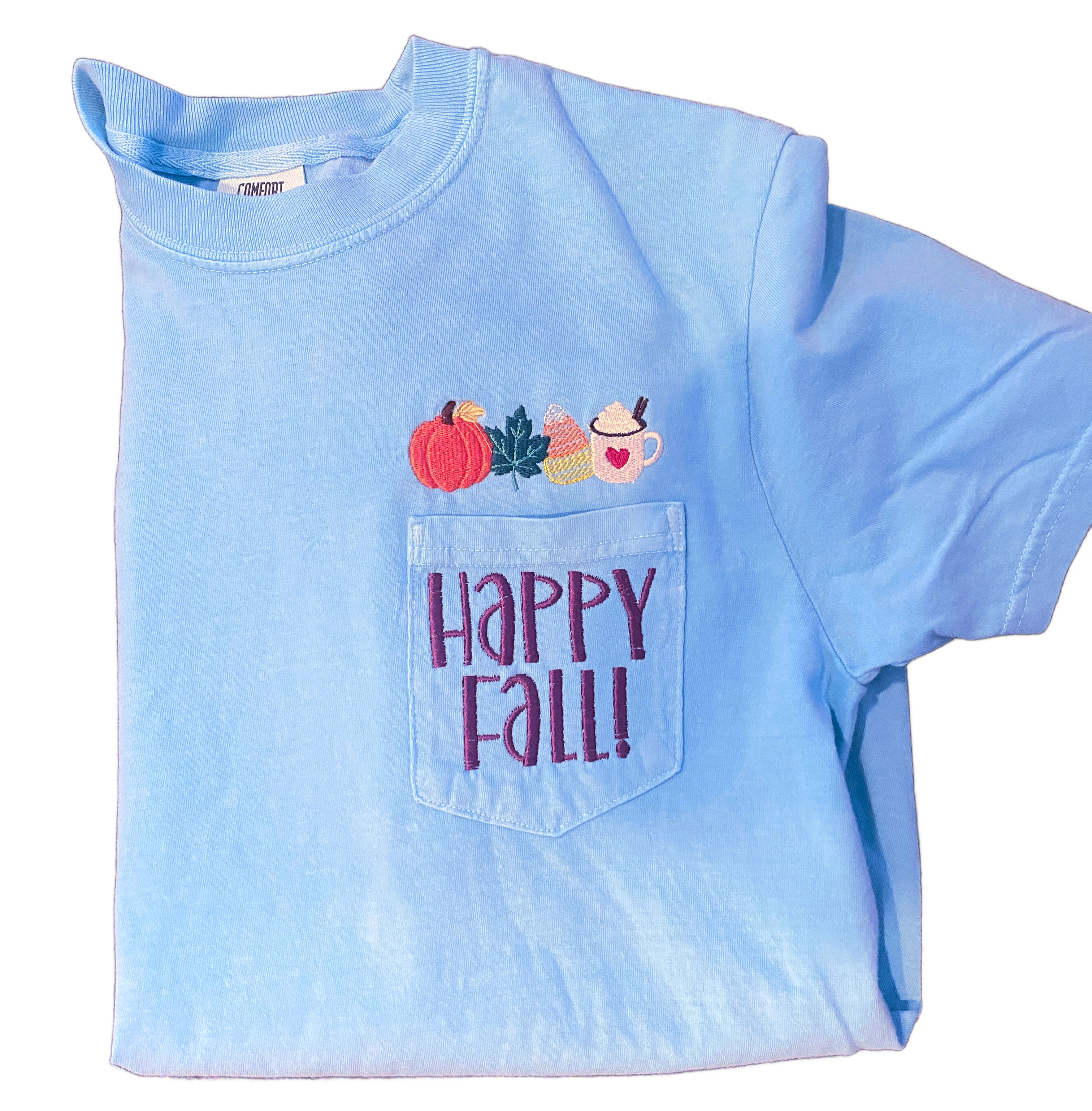 Happy Fall!! Comfort Color Embroidered Tee Adult