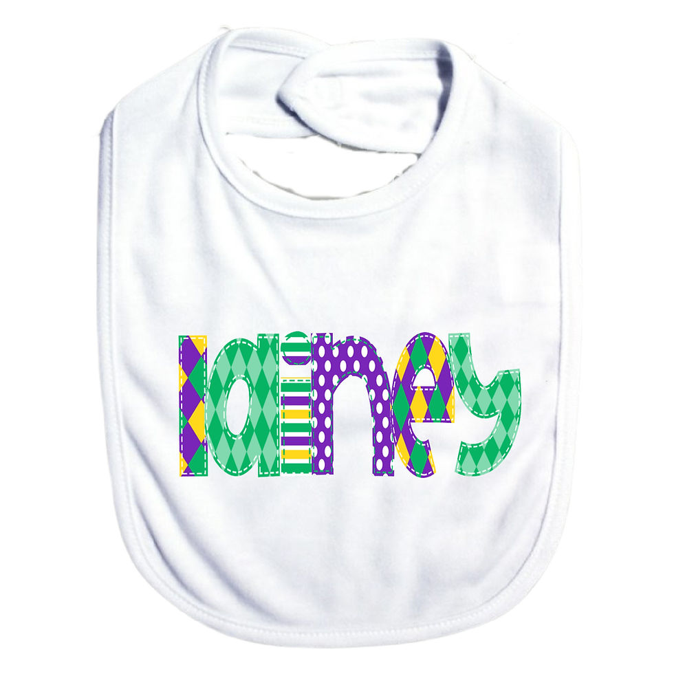 Thumbnail: Mardi Gras Name Bib Personalized