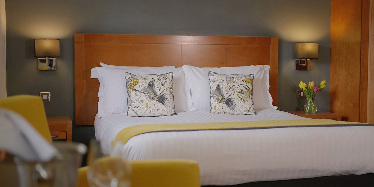 Comfortable bedding in luxurious hotel