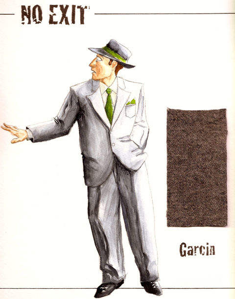 costume rendering of man in a gray suit