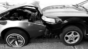 Black and white car accident