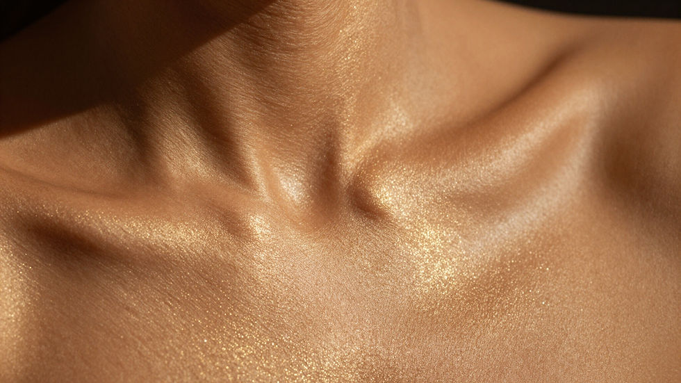Neck and collarbones with glowing Dolce Dust finish