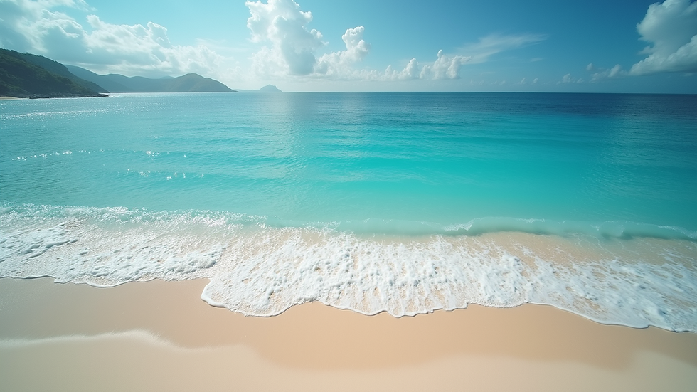 High angle view of serene beach with inviting blue waters