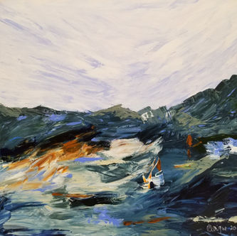 Stormy landscape painting