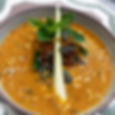 Spicy pumpkin soup, lemongrass and basil