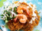 Sweet and sour crispy rice noodles with prawns