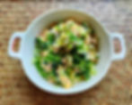 Porc with young spinach and egg