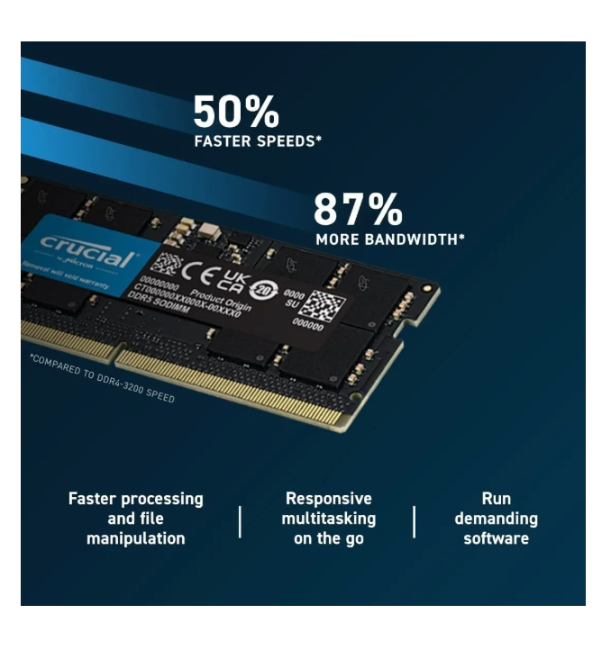 Miniatura: Memoria Ram Ddr5 Gamer Crucial Color Negro 16gb X1 (4800mhz)