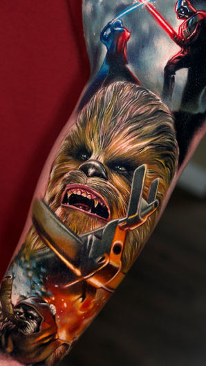 Chewbacca tattoo on forearm