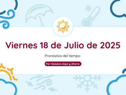 Pronóstico del tiempo para Oaxaca hoy Viernes 18 de Julio de 2025