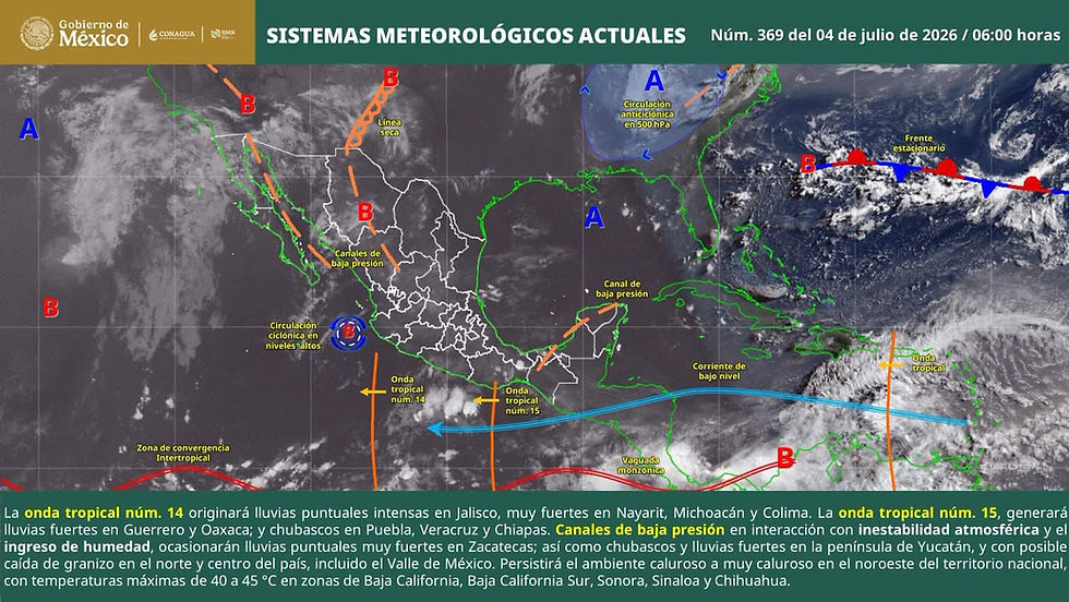 Pronóstico del tiempo para Oaxaca hoy 4 de julio de 2026