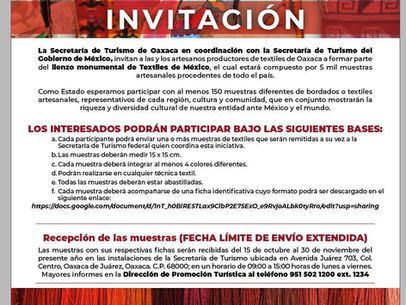 Continúa abierta la convocatoria Lienzo Monumental de Textiles de México