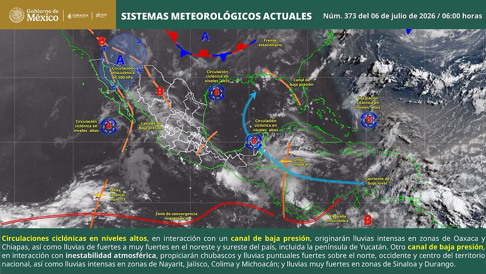 Pronóstico del tiempo para Oaxaca hoy lunes 6 de julio de 2026