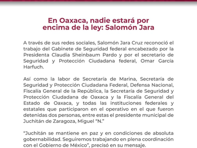 En Oaxaca, nadie estará por encima de la ley: Salomón Jara