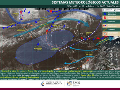 Pronóstico del tiempo para Oaxaca hoy miércoles 18 de febrero de 2026