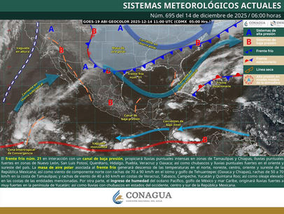 Pronóstico del tiempo para Oaxaca hoy domingo 14 de diciembre de 2025