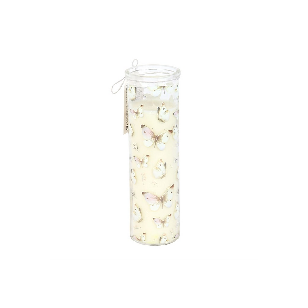Thumbnail: White Butterfly Print Vanilla Tube Candle
