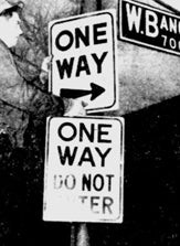 one way sign in 1950