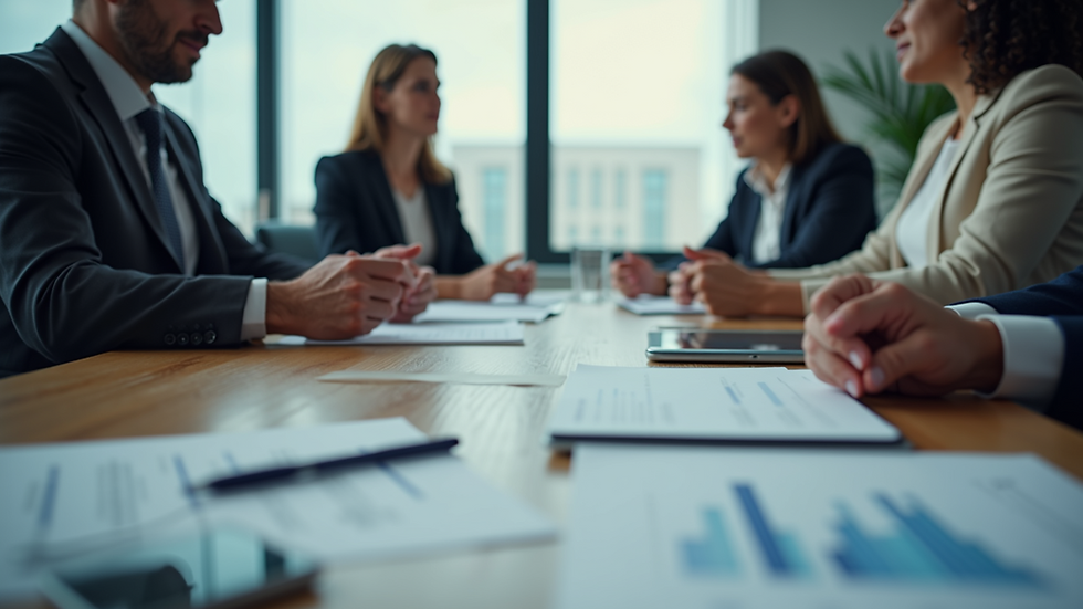 Close-up view of a business team discussing strategies during a health check meeting