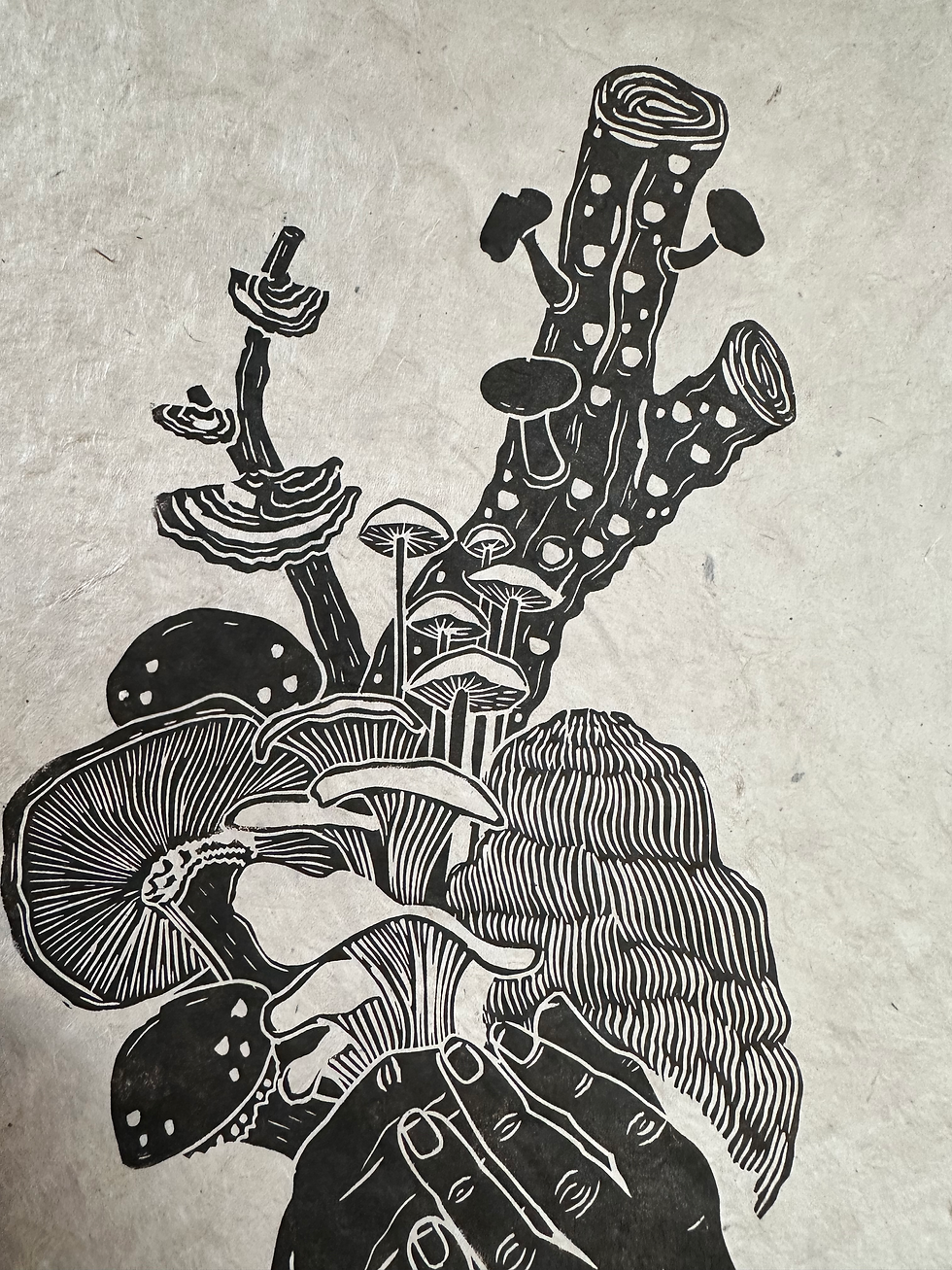 Thumbnail: Mushroom bouquet - Original Relief Print