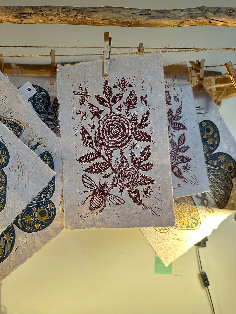 Thumbnail: Winter Roses - Original Relief Print