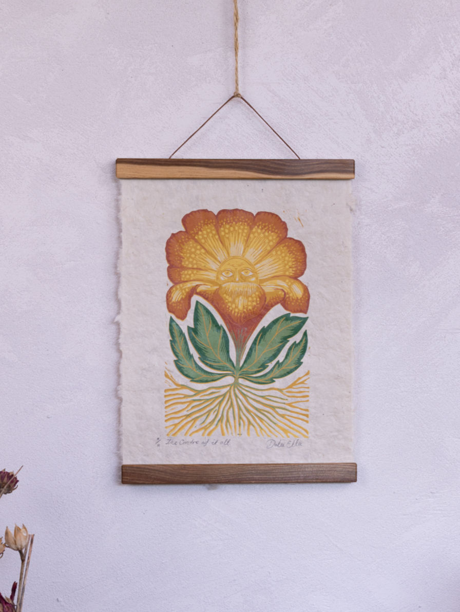 Thumbnail: The Centre of it All - Original Relief Print - Limited edition reduction print