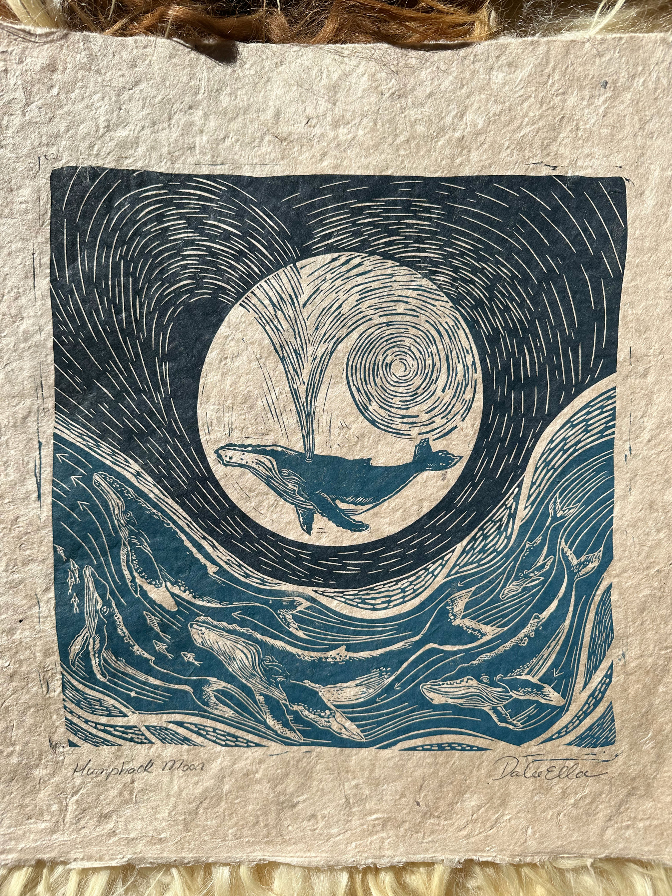 Humpback Moon - Original Relief Print