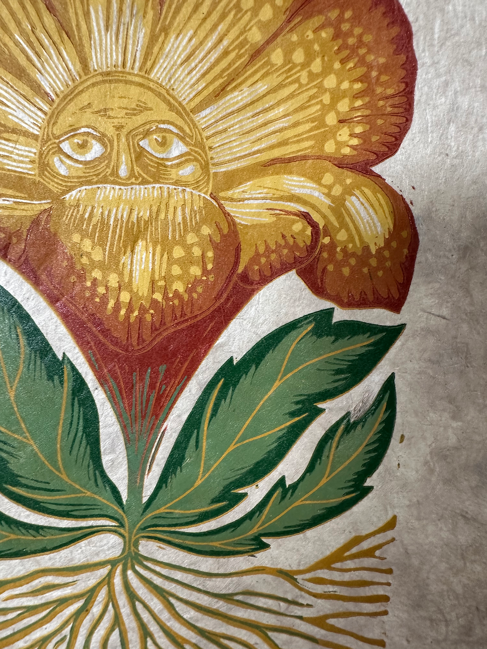 Thumbnail: The Centre of it All - Original Relief Print - Limited edition reduction print