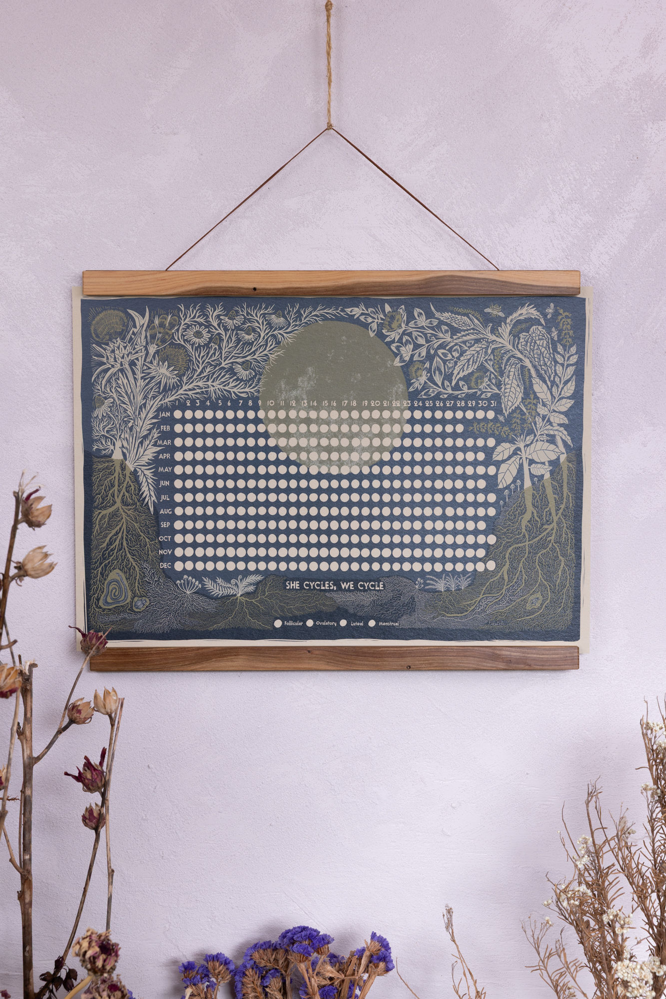 She Cycles, We Cycle : Natural fertility / rhythm / cycle tracker digital print