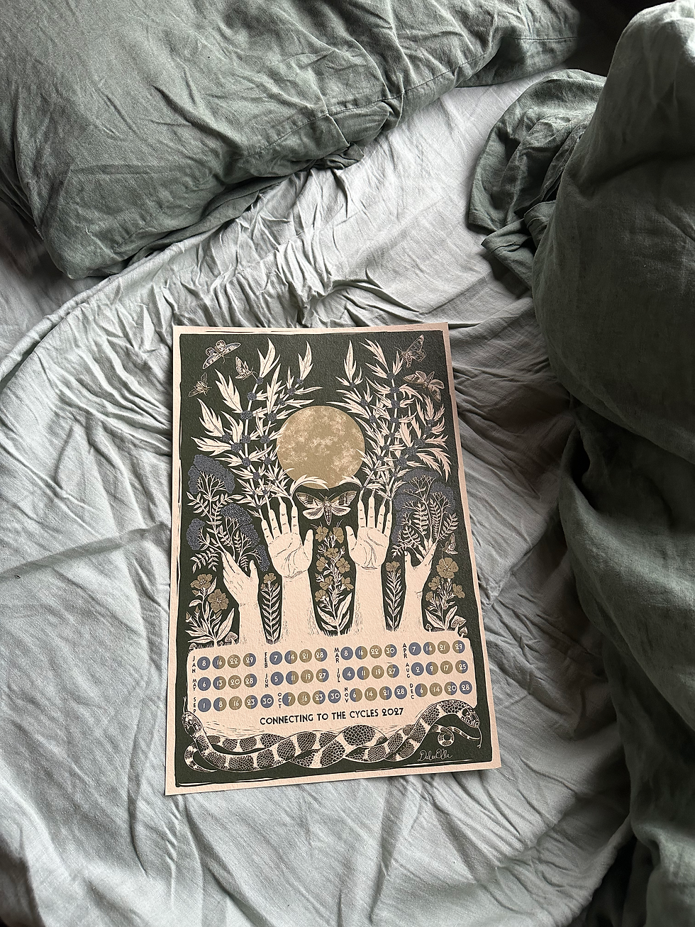 Thumbnail: 2027 Connecting to the Cycles : Moon phases calendar digital print