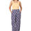 Thumbnail: Indigo Elegance: Geometric Print High-Rise Cotton Cargo Pants for Women
