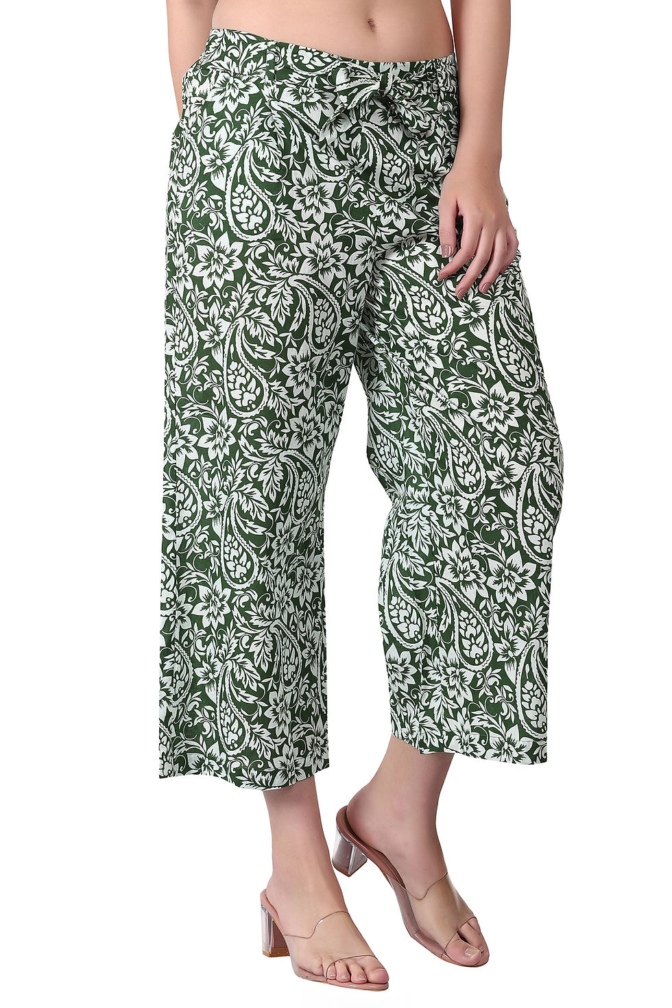 Thumbnail: Ethnic Green Paisley-Printed Culottes – A Blend of Comfort & Style