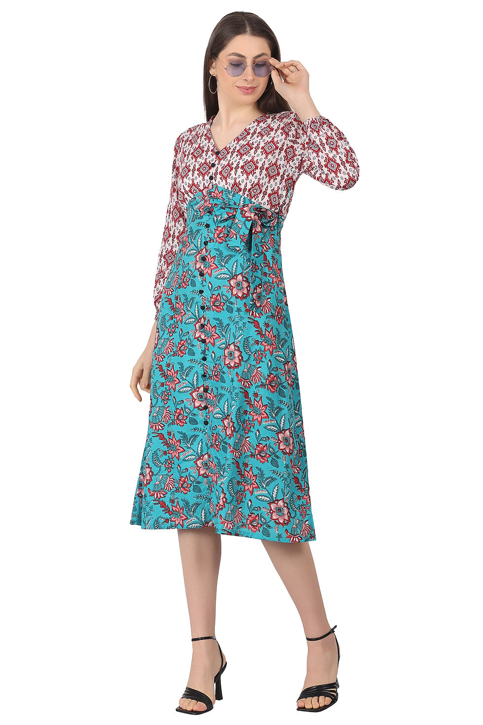 Thumbnail: Turquoise Charm Wrap Dress – A Statement of Timeless Beauty