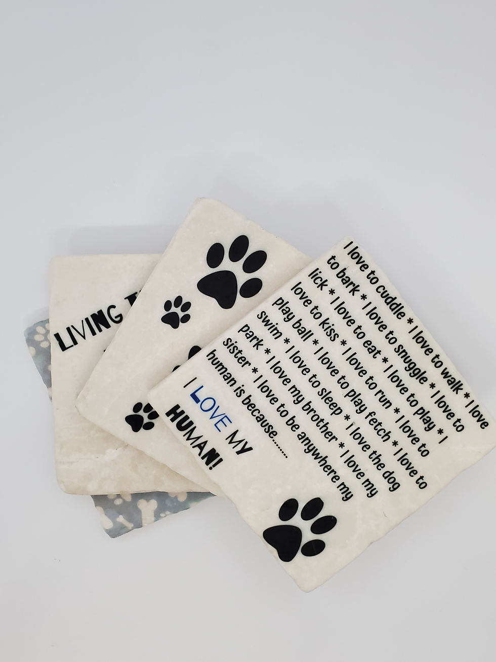 Thumbnail: Tumbled Stone Tile Coasters (Set of 4) - Doggy