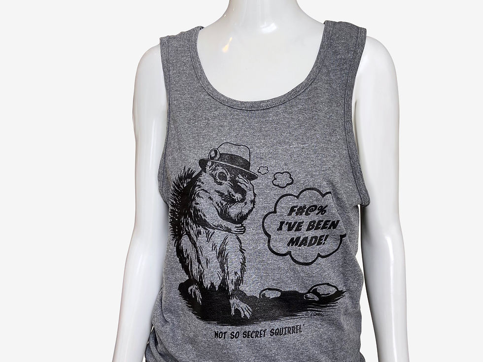 Not So Secret Squirrel Unisex Tank Top, Gray, Front View