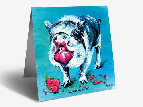 Lipstick on a Pig Greeting Card | The Ginger Chik